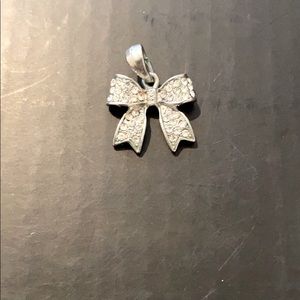 Rhinestone bow necklace charm